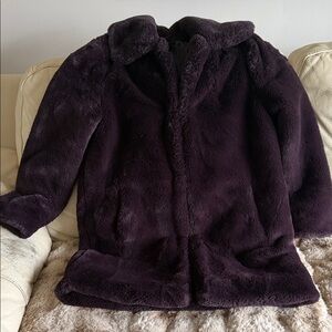 Christian Siriano Plush Faux Fur Coat in Plum